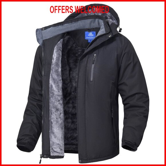 Men's Skiing Jacket Waterproof Windproof Fleece Liner Hooded Winter Coat